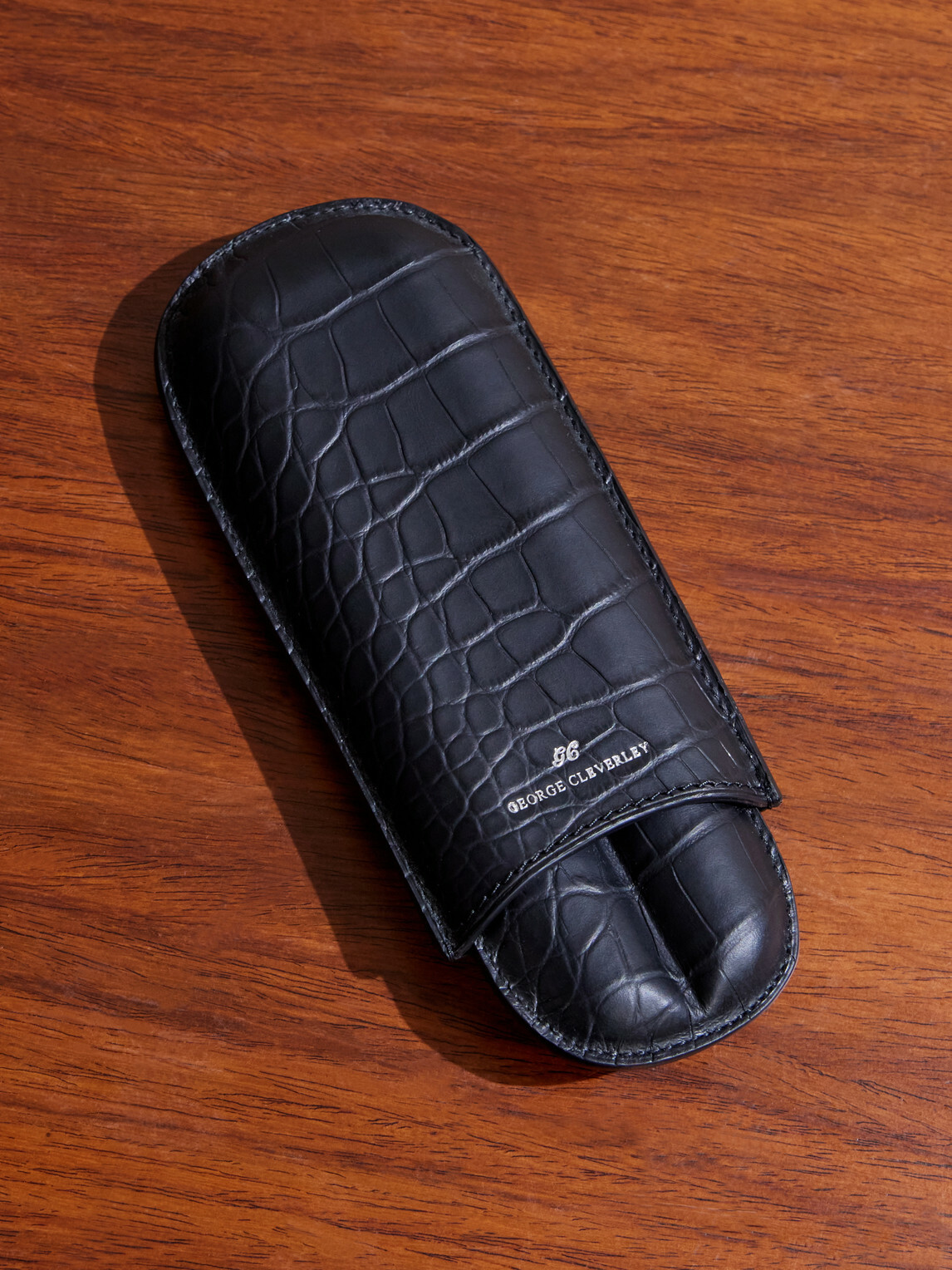 George Cleverley - Croc-Embossed Leather Cigar Holder - Black