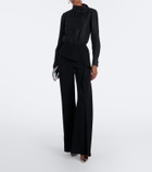 Roland Mouret Bow-detail jacquard ramie and silk bodysuit
