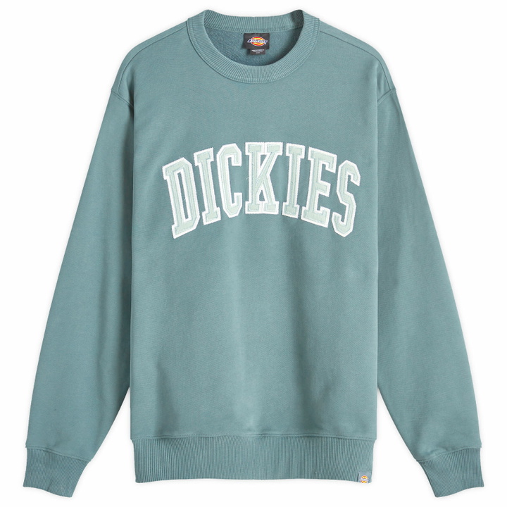 Photo: Dickies Men's Aitkin Sweatshirt in Lncn Grn/Srf Bl