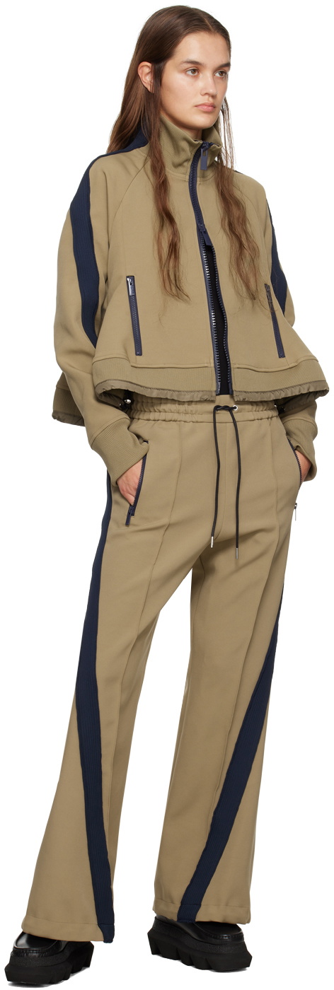 sacai Beige Striped Lounge Pants