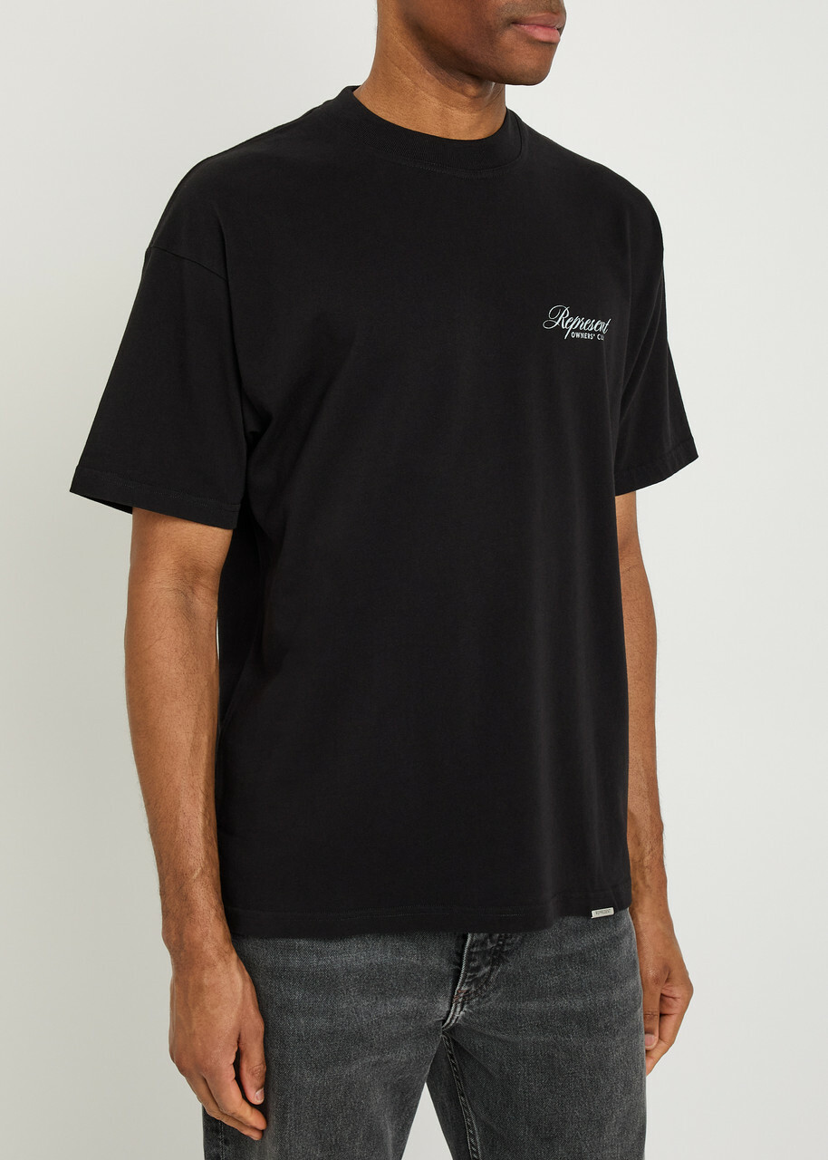 Represent Owners Club Printed Cotton T-shirt Black