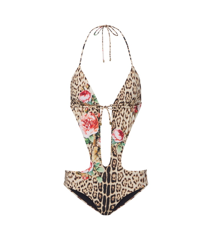Photo: Roberto Cavalli Leopard-print cutout swimsuit