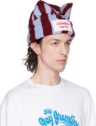 Charles Jeffrey Loverboy Blue & Burgundy Striped Beanie