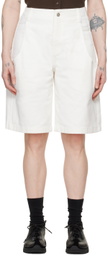 AMOMENTO White Pocket Denim Shorts