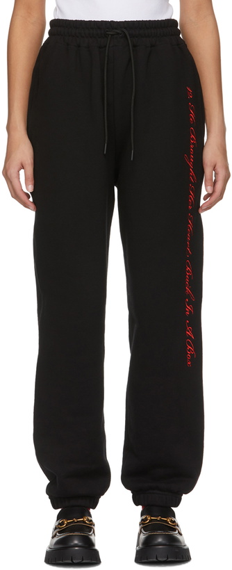 Photo: SSENSE WORKS SSENSE Exclusive Jeremy O. Harris Black Cursive Text Lounge Pants