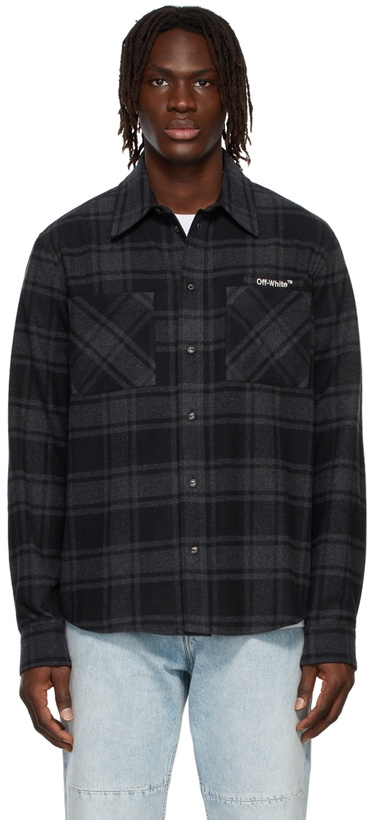 Photo: Off-White Black & Grey Arrows Outline Flannel Shirt