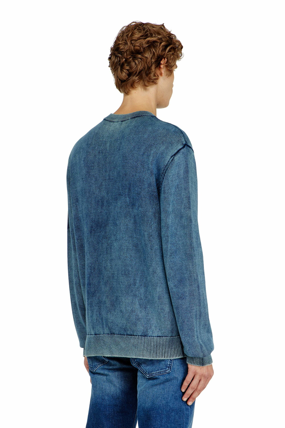Diesel Denim-look jumper with patch effects - Knitwear Mens in Blue