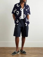 Monitaly - Straight-Leg Pleated Cotton Shorts - Blue