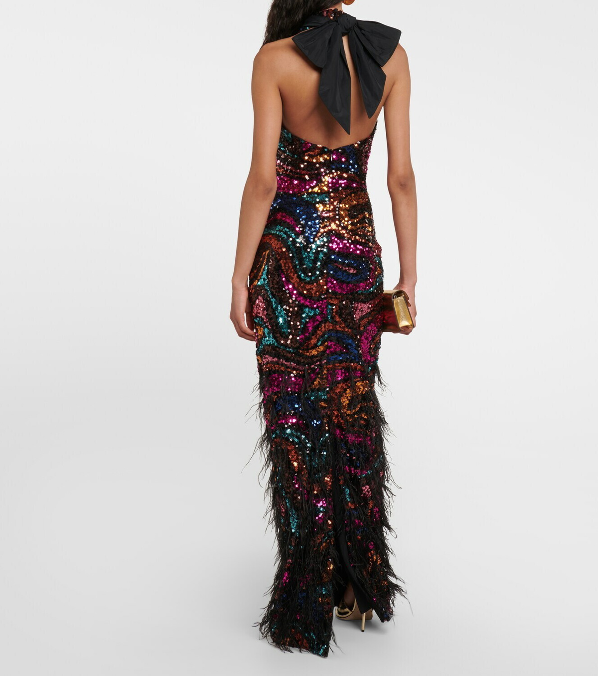 Rebecca Vallance Diana sequined mesh-trimmed gown