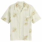 Universal Works Men's Hand Embroidered Stripe Road Shirt in Ecru
