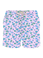 MC2 Saint Barth Man Light Fabric Swim Shorts With Turtles And Scuba Divers Print