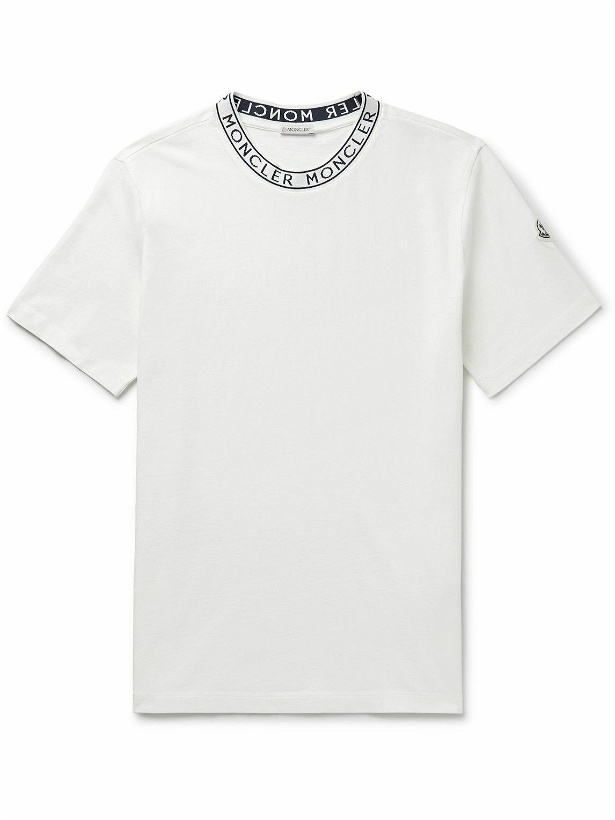Photo: Moncler - Logo-Jacquard Cotton-Jersey T-Shirt - White