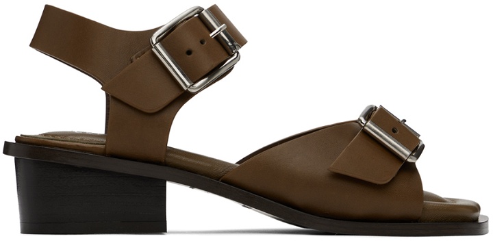 Photo: LEMAIRE Brown Square 35 Heeled Sandals