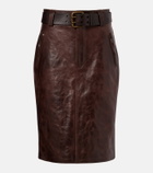 Saint Laurent Belted leather pencil skirt