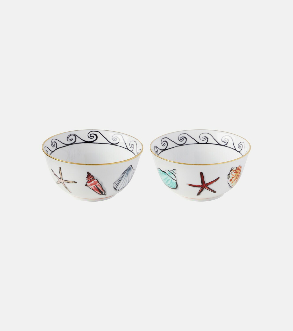 Ginori 1735 Il Viaggio di Nettuno Small set of 2 porcelain bowls by Luke Edward Hall
