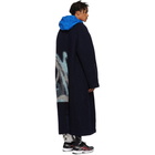 Off-White Blue Wool Double Collar Coat