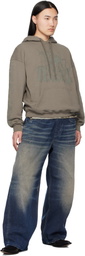 Diesel Brown Griffin Print Treated Hoodie