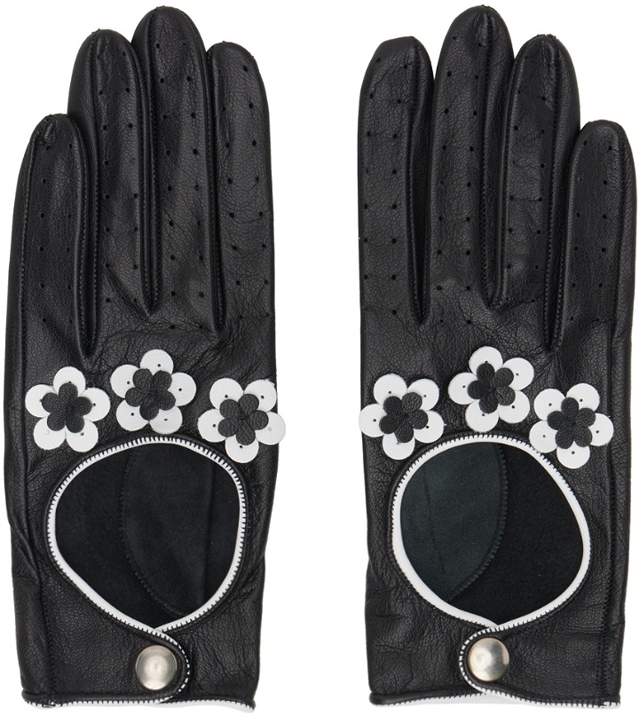 Photo: Ernest W. Baker Black & White Floral Leather Gloves