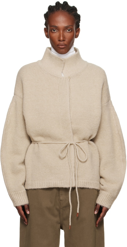 Photo: LE17SEPTEMBRE Beige Dolman Sleeve Knit String Cardigan