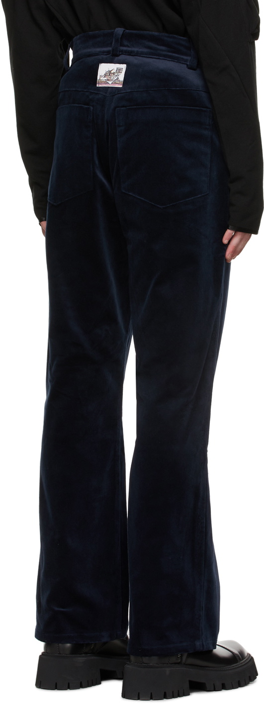 Boramy Viguier Navy Velvet Straight Trousers