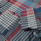 Engineered Garments Men's Work Shirt in Navy/Grey/Red