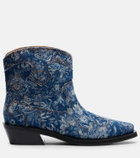 Ganni Low Shaft embroidered jacquard cowboy boots