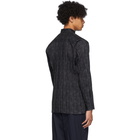 Issey Miyake Men Black and Grey Collarless Shirt