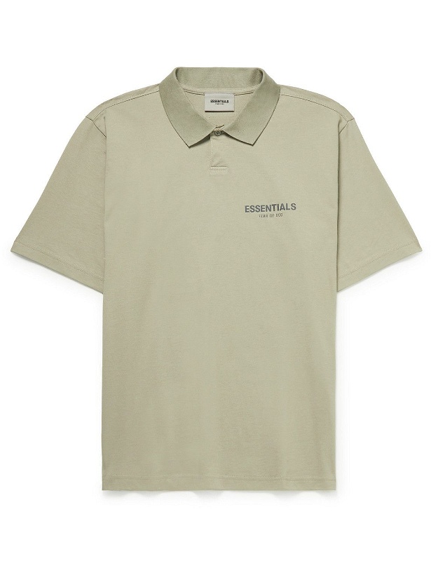 Photo: Fear of God Essentials - Logo-Detailed Cotton-Jersey Polo Shirt - Green