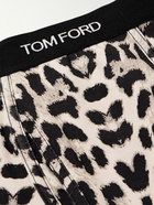 TOM FORD - Leopard-Print Stretch-Cotton Boxer Briefs - Brown