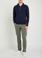 Belstaff Kilmington Quater zip Knit Wool-blend Jumper Navy