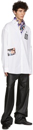 Raf Simons White Fred Perry Edition Oversized Printed Patch Shirt