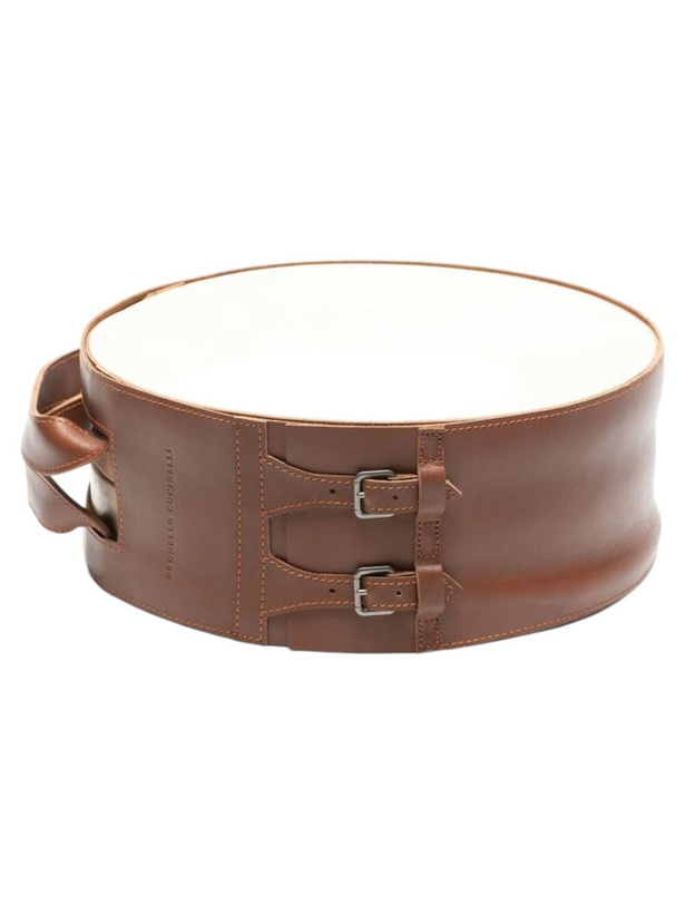 Photo: Brunello Cucinelli Neutral Leather And Wood Tamburello Game