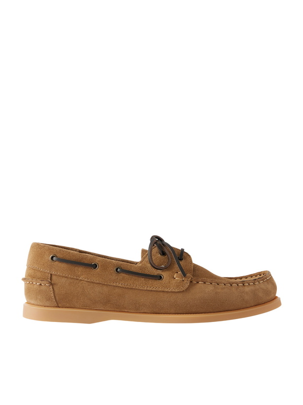 Photo: Mr P. - Leather-Trimmed Suede Boat Shoes - Brown