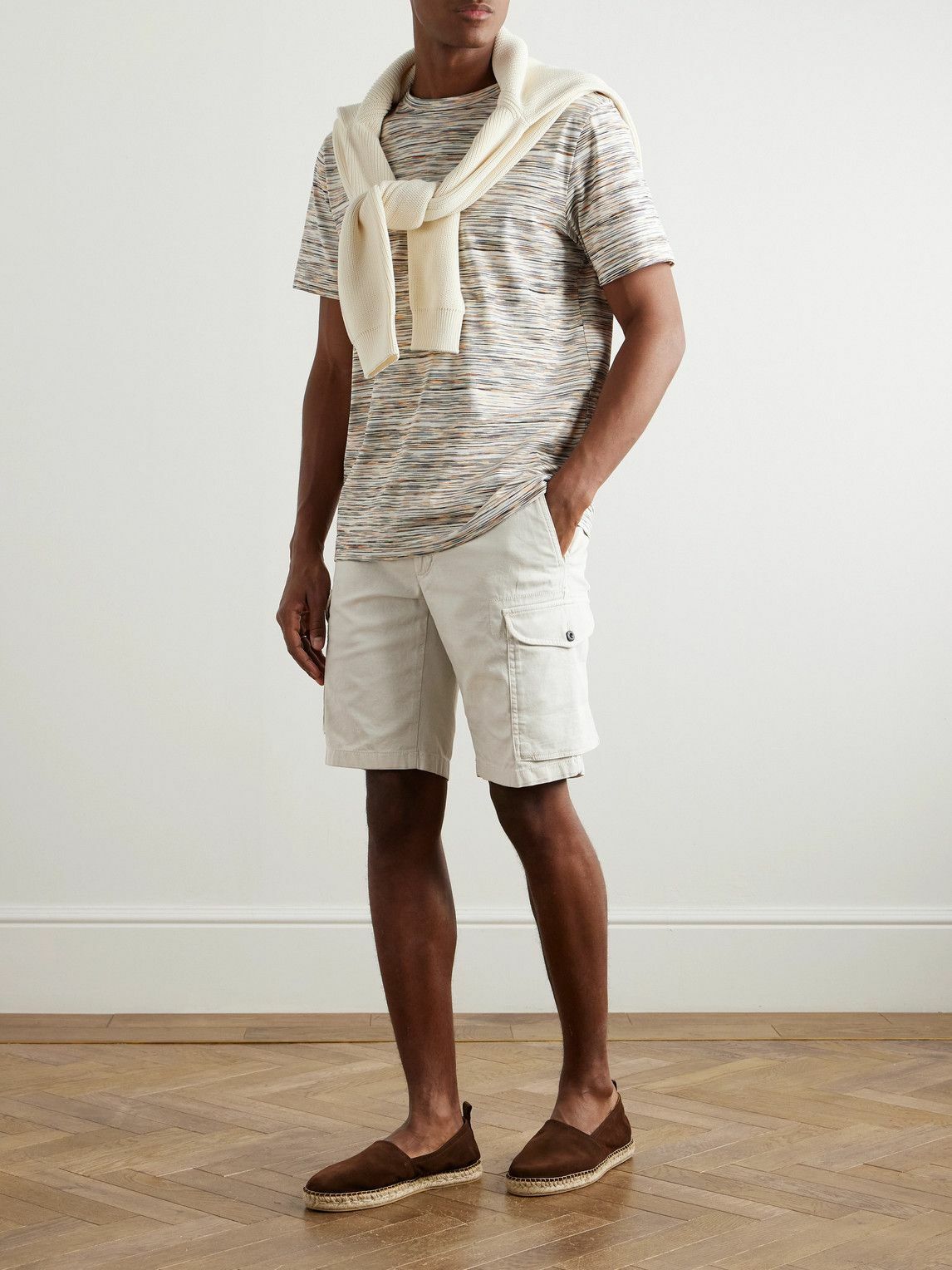 Incotex - Straight-Leg Textured Cotton-Blend Cargo Shorts - Neutrals