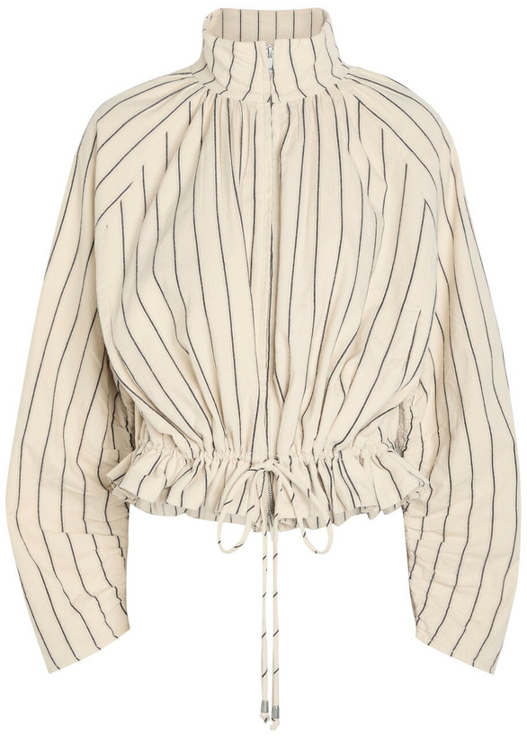 Photo: Free People Devon Balloon Striped Cotton Jacket Ivory