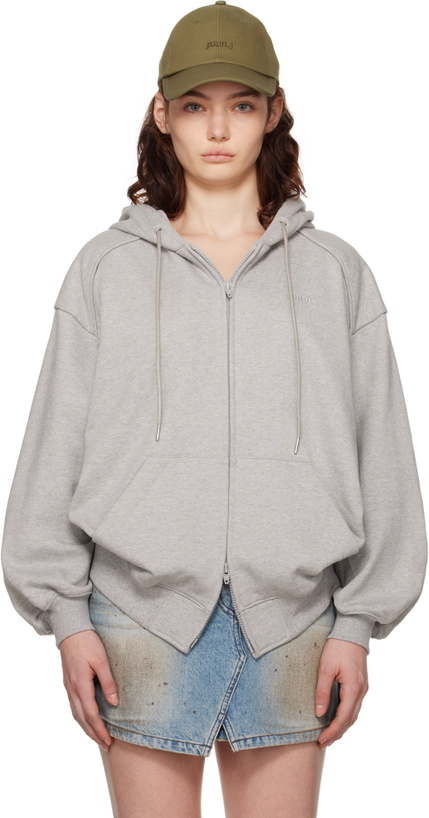 Photo: Juun.J Gray Lettering Zip-Up Hoodie