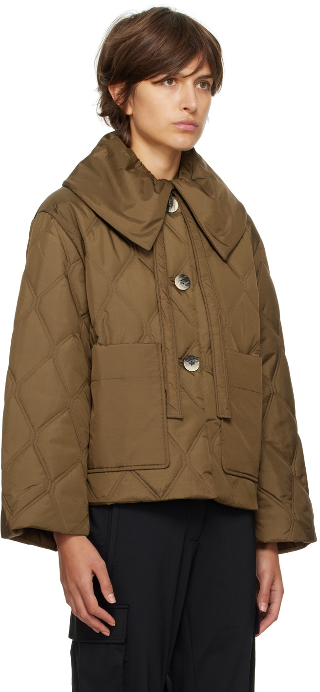 GANNI Brown Quilted Jacket GANNI