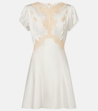 Dôen Junia lace-trimmed silk satin minidress