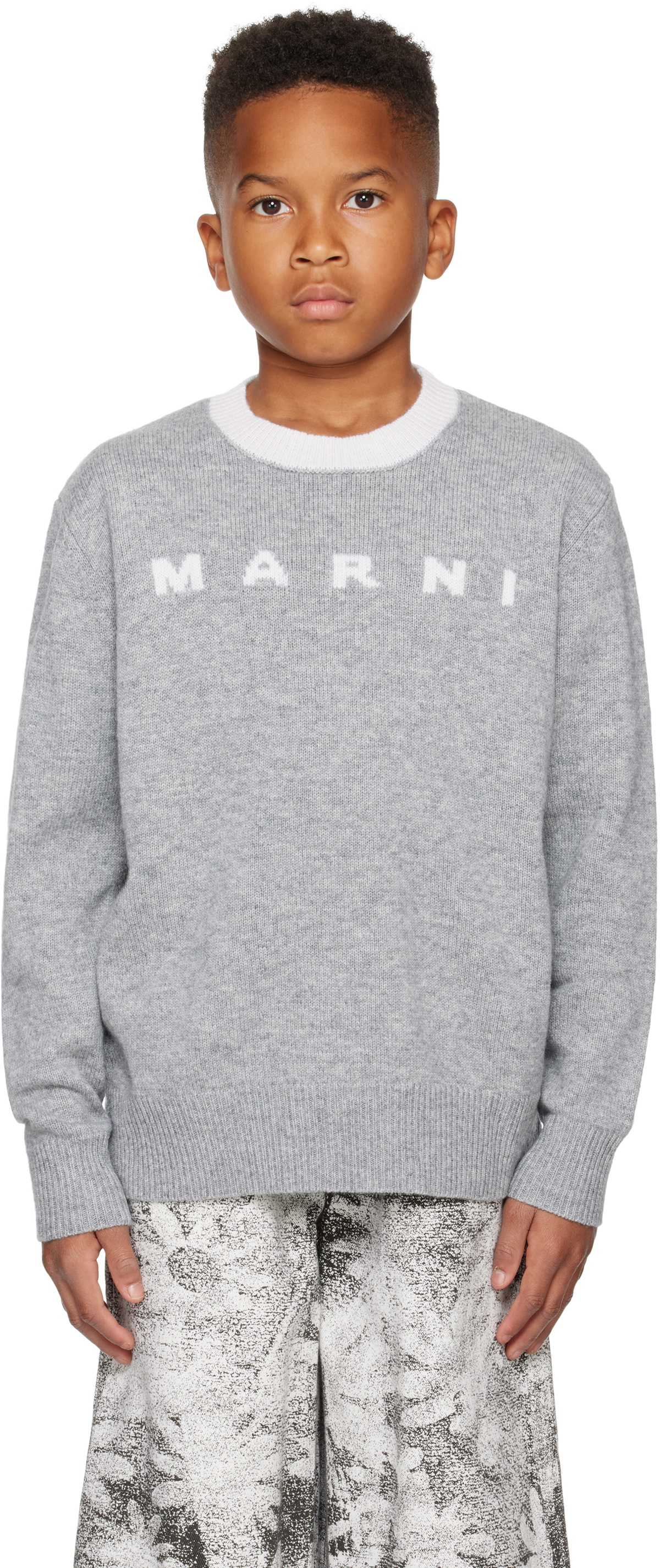 MARNI Kids Wool Logo Jumper in Grey