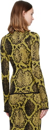 The Attico Yellow & Black Python Jacquard Cardigan