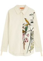 Stine Goya Striped Printed Cotton Shirt Cream