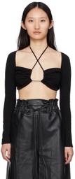 Rosetta Getty Black Cropped Long Sleeve T-Shirt