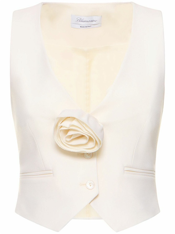 Photo: BLUMARINE - Wool Crepe Vest W /rose Appliqué