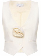 BLUMARINE - Wool Crepe Vest W /rose Appliqué