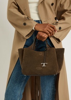 Tods Manici Mini Trac Pelle T Pend Suede top Handle bag - Dark Brown - One Size