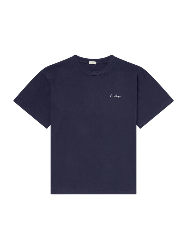 Photo: SECOND / LAYER - Printed Cotton-Jersey T-Shirt - Blue