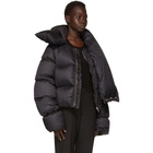 Rick Owens Black Down Funnel Neck Coat