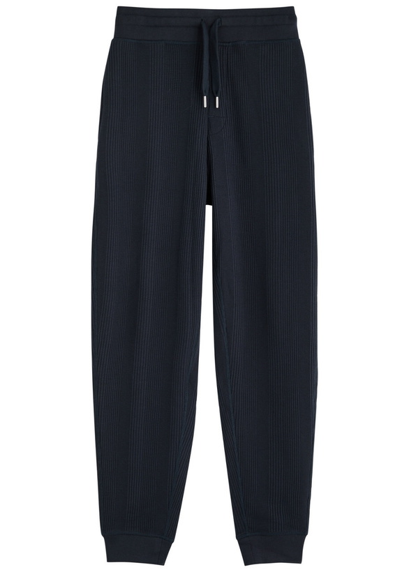 Photo: Boss Waffle-knit Cotton-blend Sweatpants Dark Blue