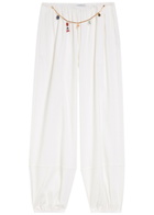 Stella Mccartney Embellished-chain Balloon-leg Cotton Trousers White