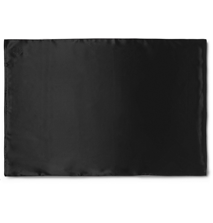 Photo: Slip - Embroidered Mulberry Slipsilk™ Queen Pillowcase - Black